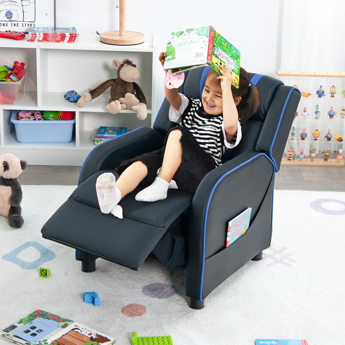 Kids Recliner Chair with Footrest and Side Pockets