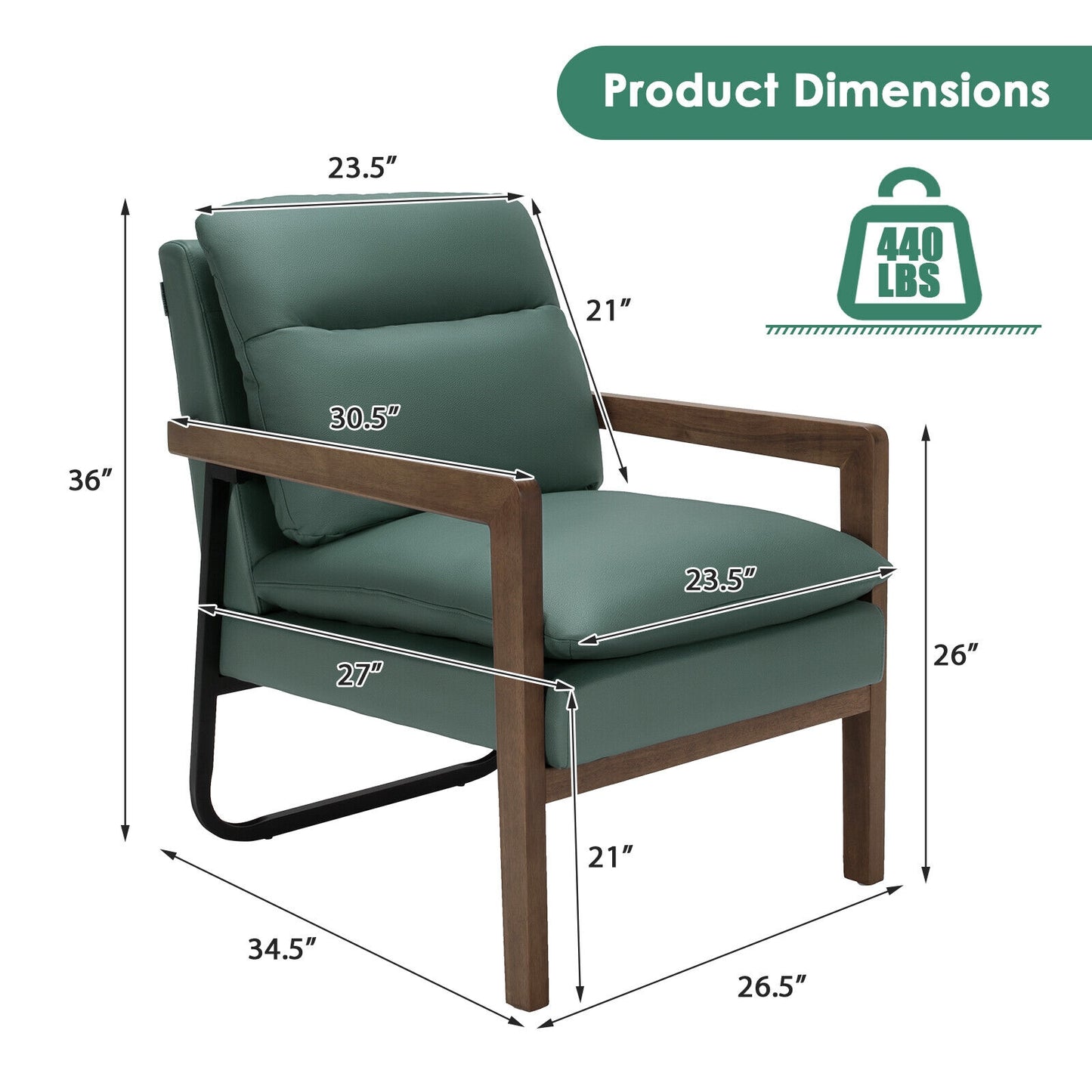Accent Chair with Extra-Thick Padded Cushion