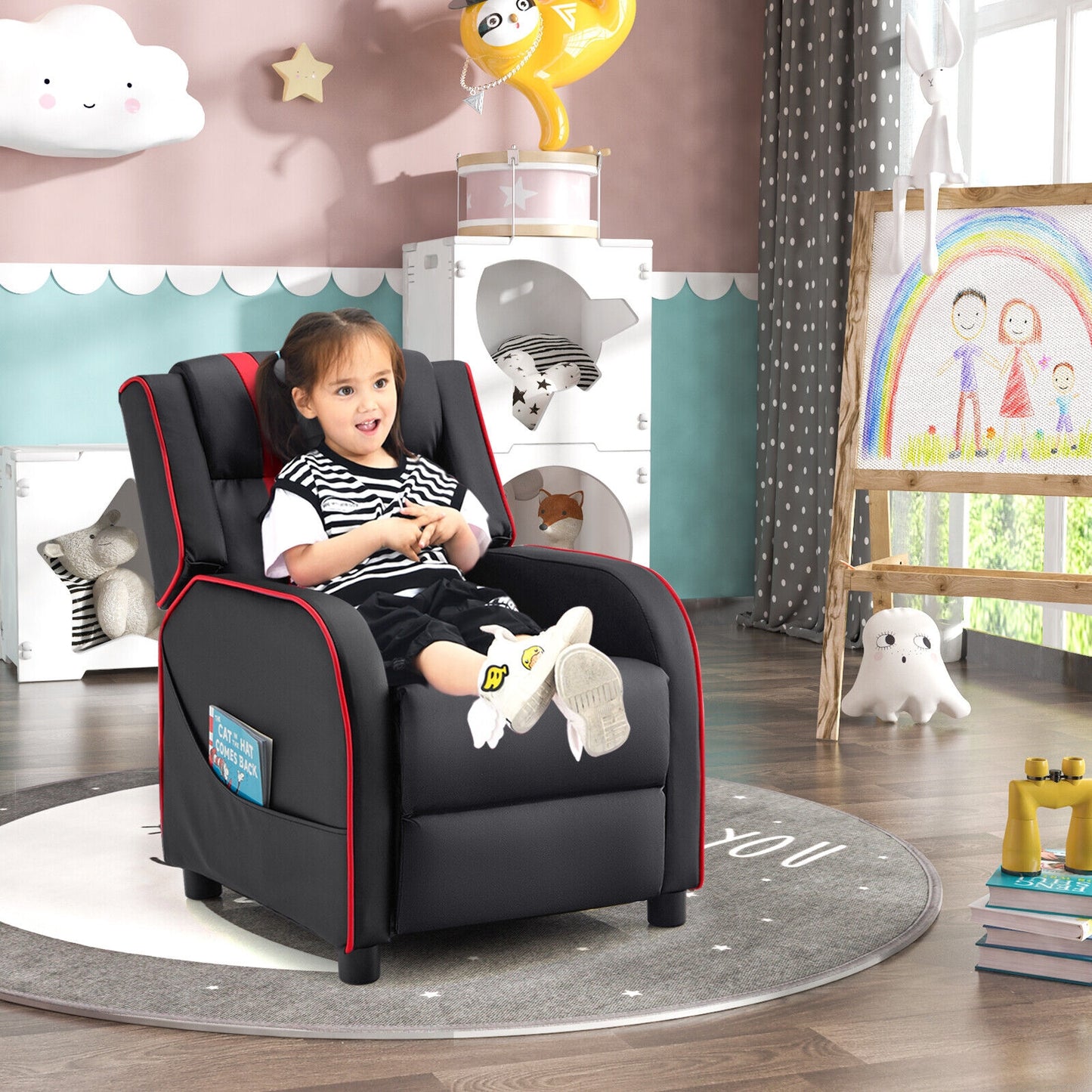 Kids Recliner Chair with Footrest and Side Pockets