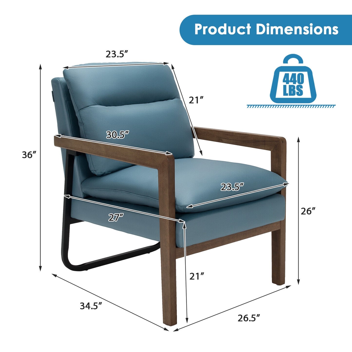 Accent Chair with Extra-Thick Padded Cushion