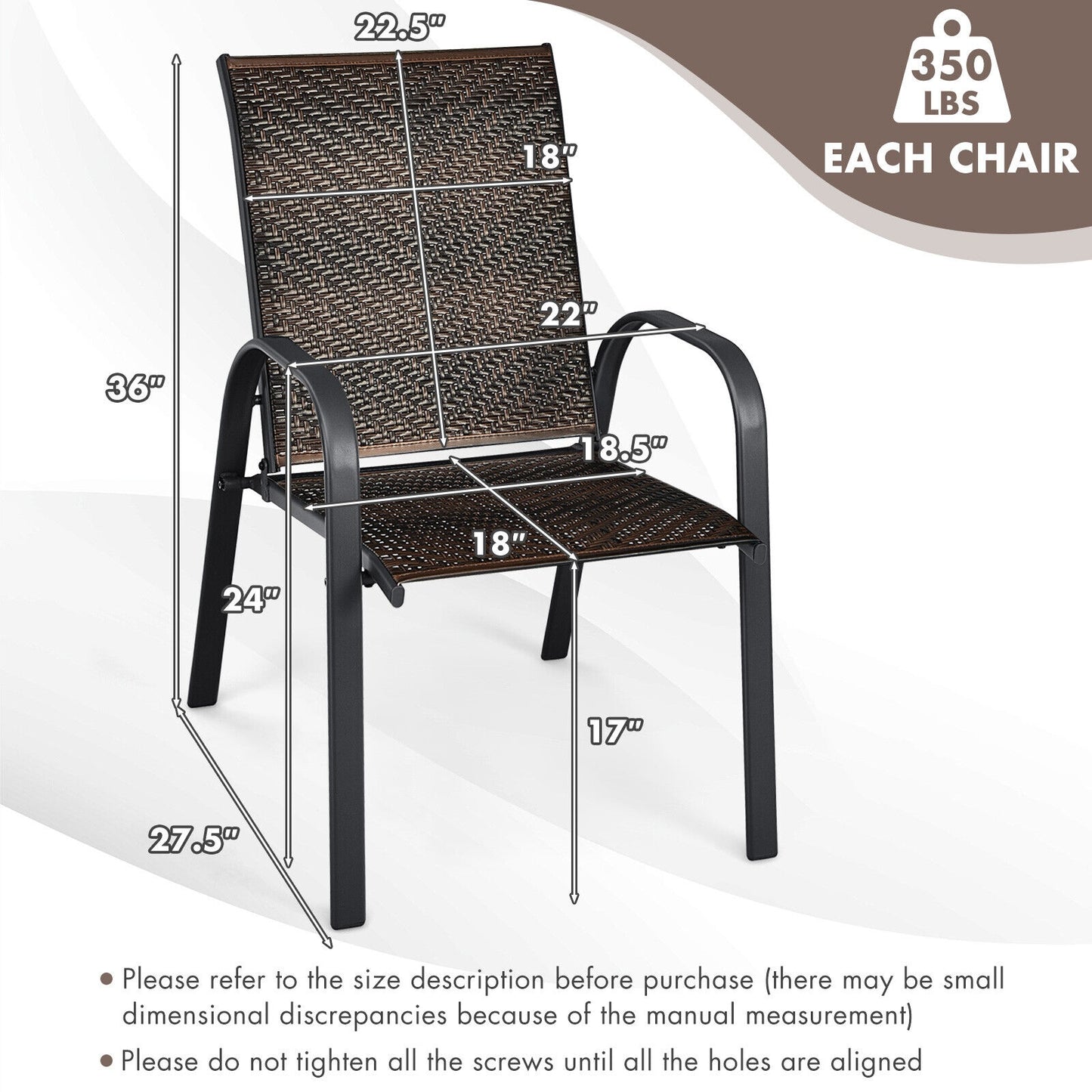 Stackable Outdoor Dining Chairs Set of 6 - PE Wicker