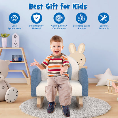 Kids Rocking Chair with Velvet Upholstery & Wood Legs