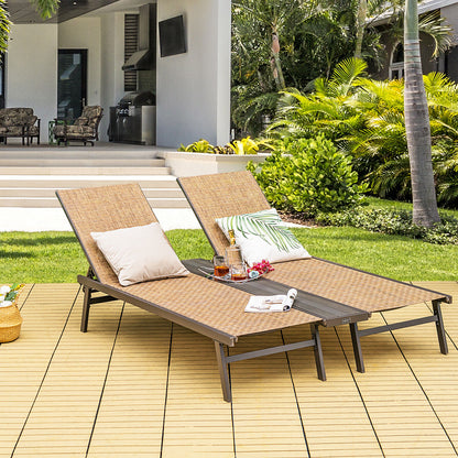 2-Person Patio Chaise Lounge with Adjustable Backrests