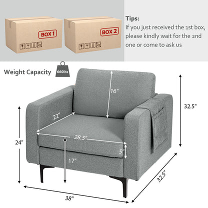 Convertible Accent Chair with Reversible Ottoman - 660 lbs