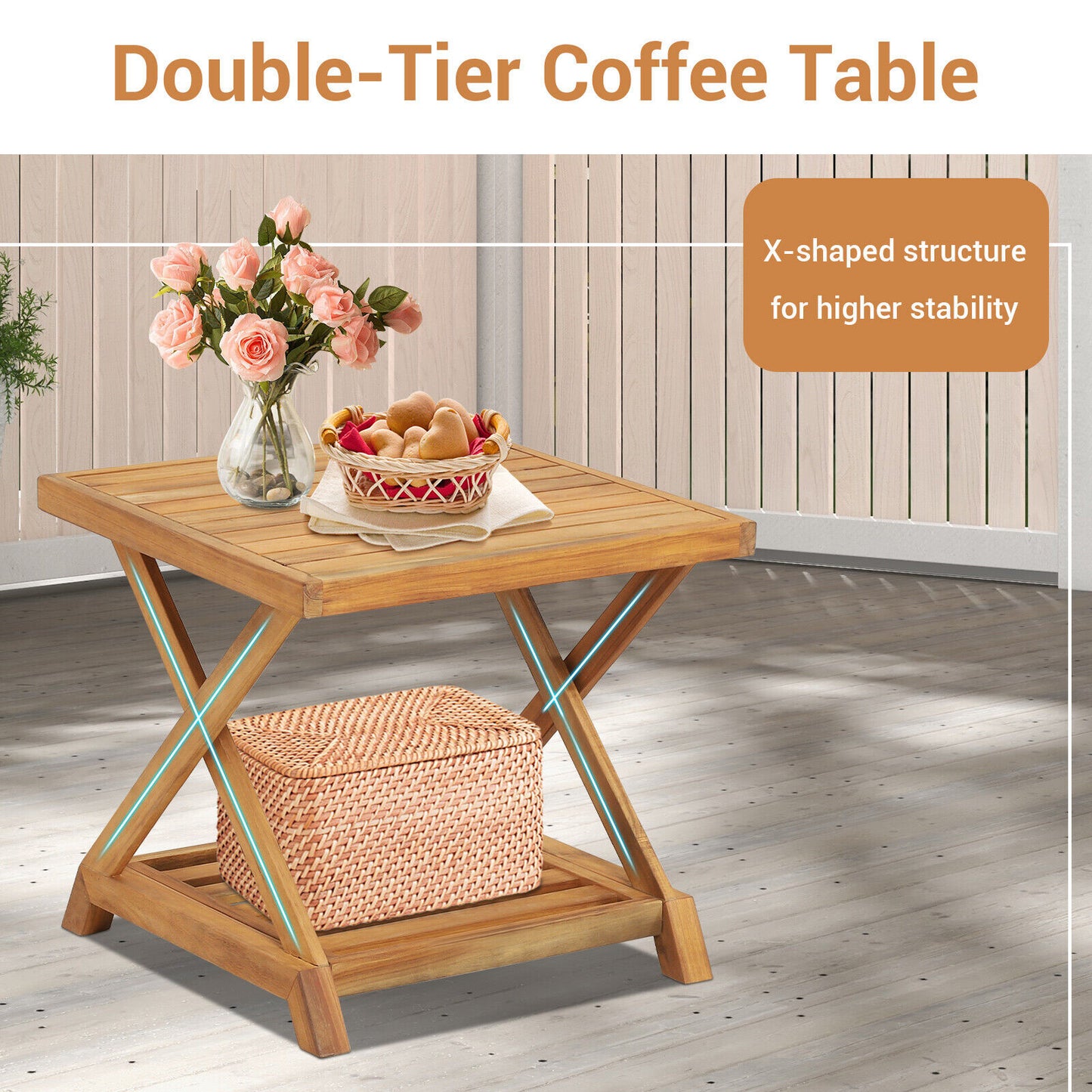 3-Piece Patio Conversation Set with Wicker Chairs & Side Table