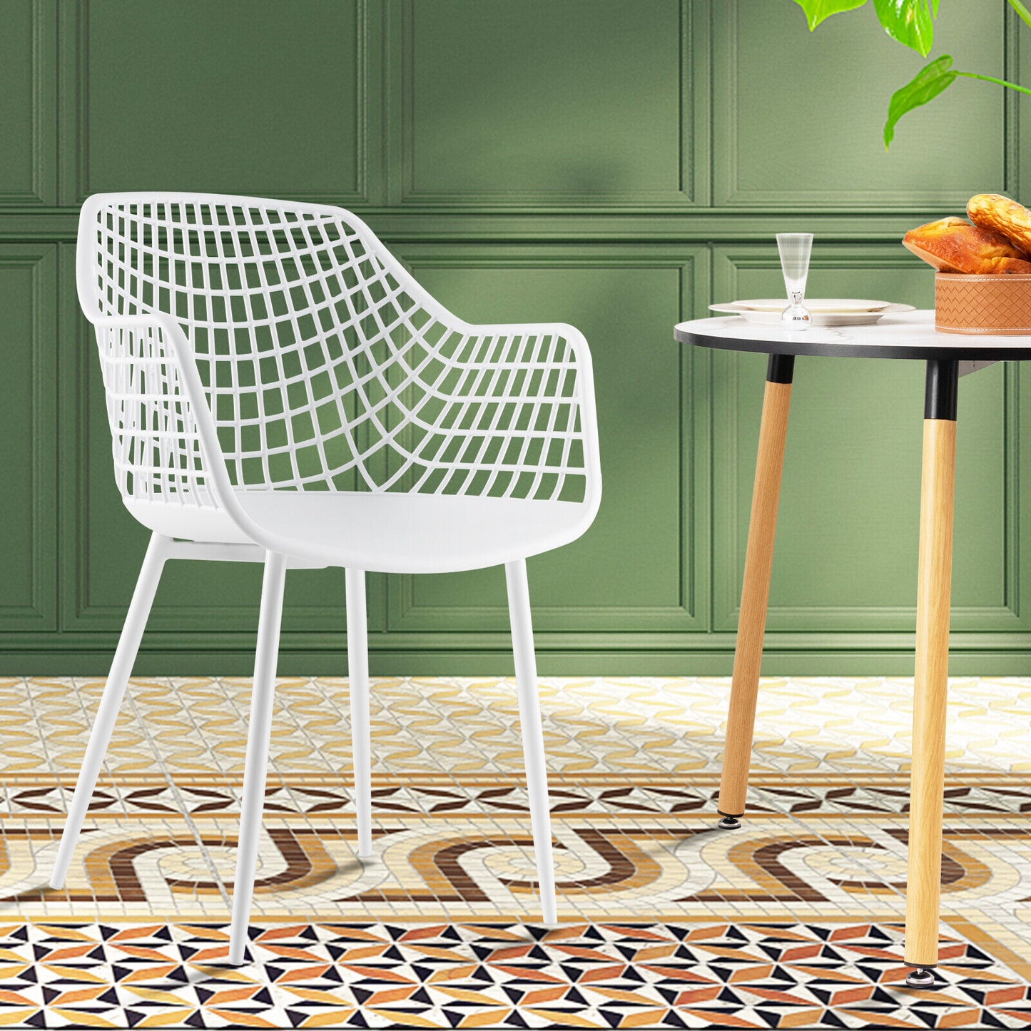 Modern Dining Chairs Set of 4 with Mesh Backrest