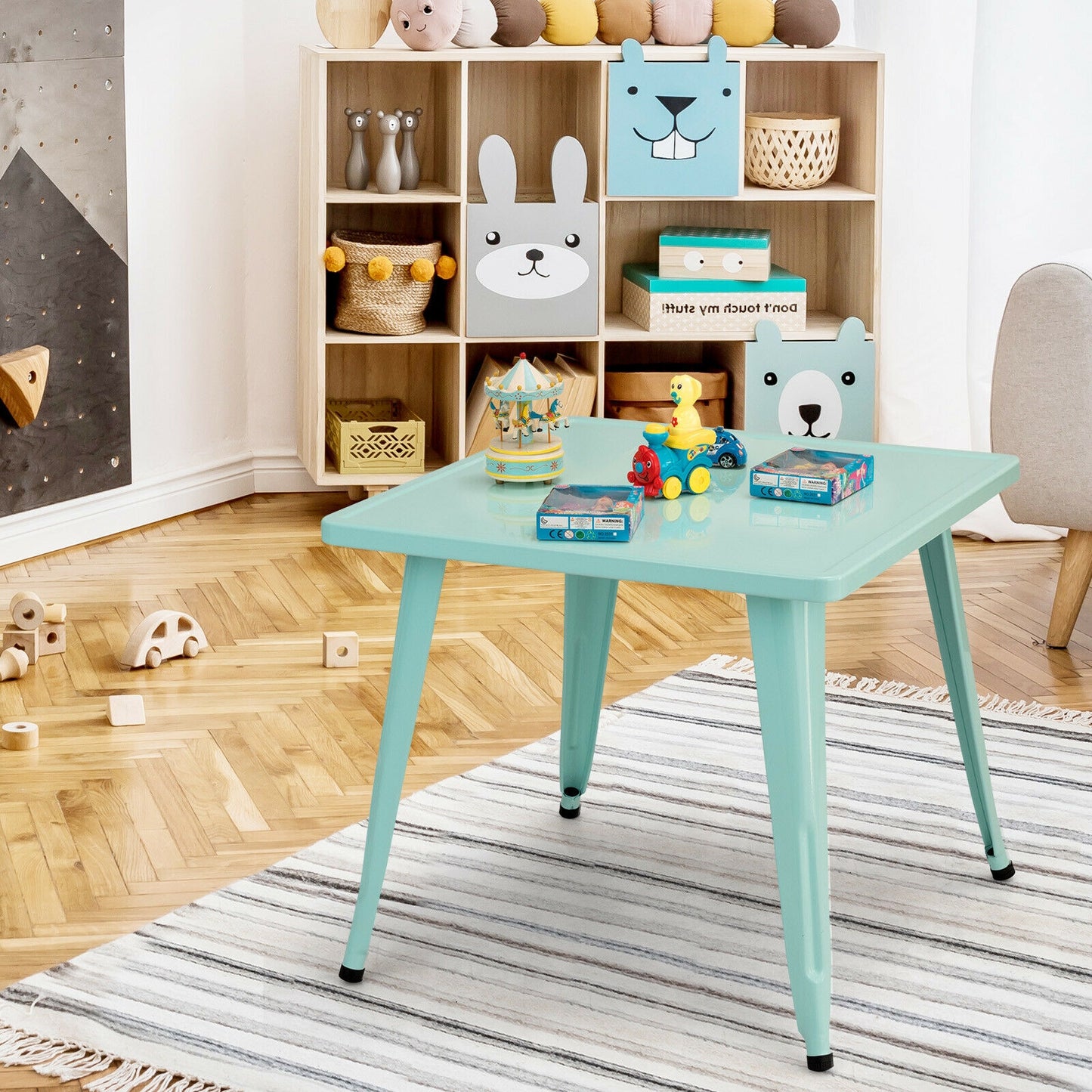 Kids Square Steel Activity Table 27 Inch - Blue
