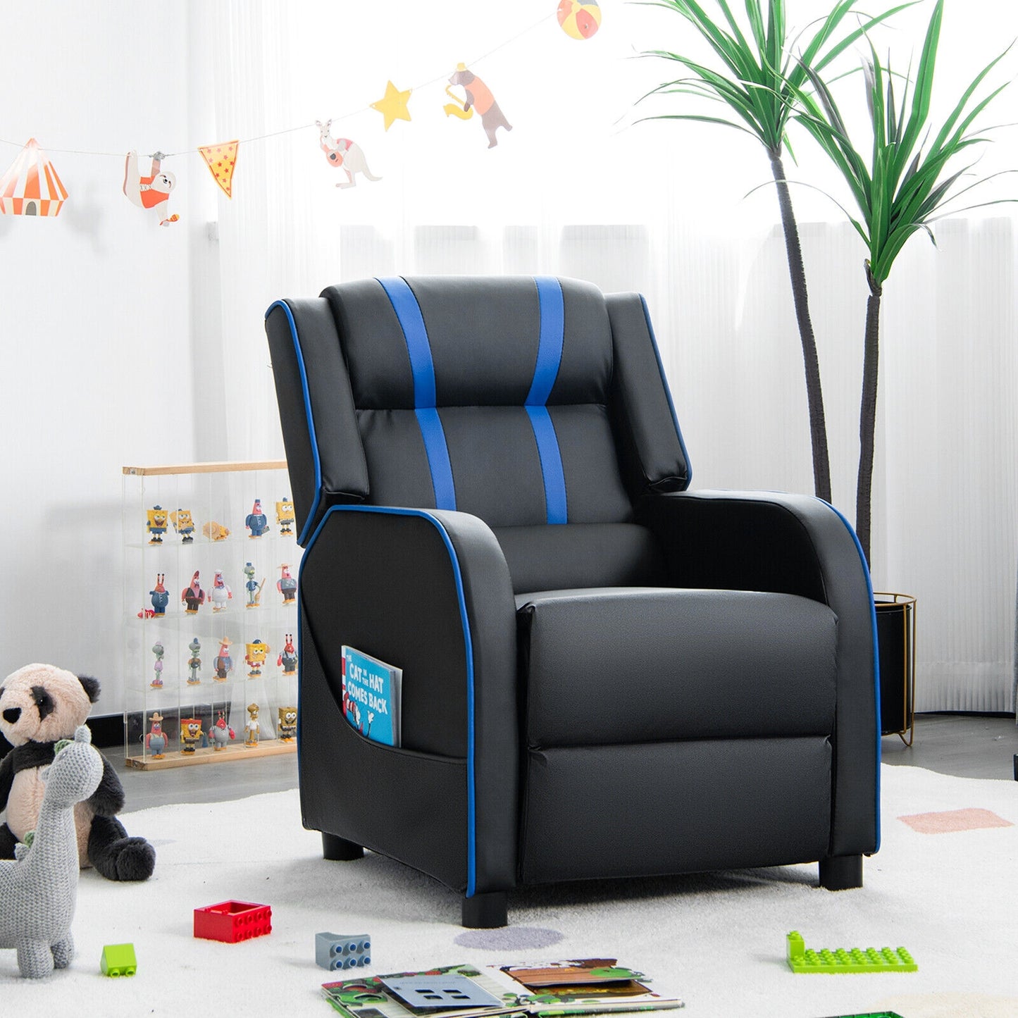 Kids Recliner Chair with Footrest and Side Pockets