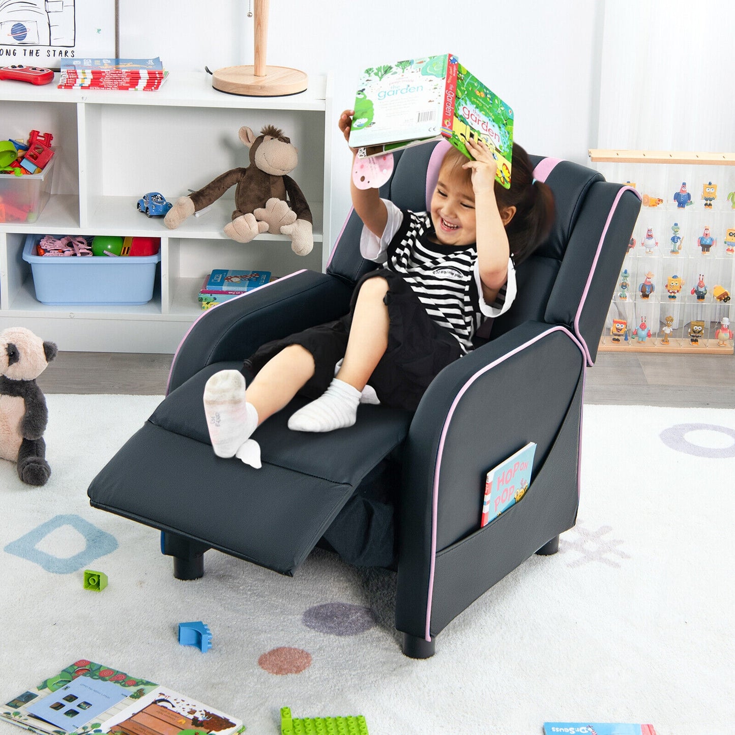 Kids Recliner Chair with Footrest and Side Pockets