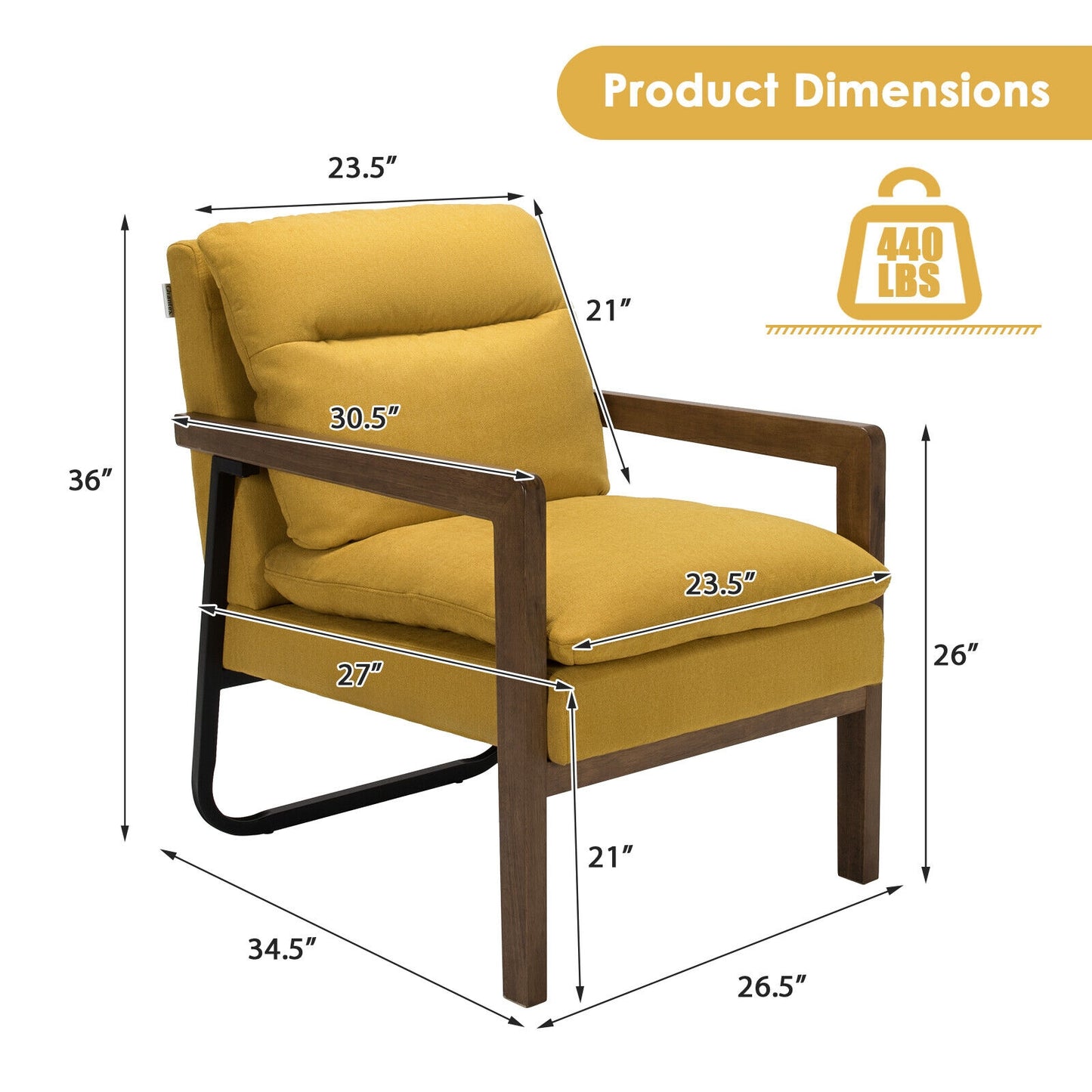 Accent Chair with Extra-Thick Padded Cushion