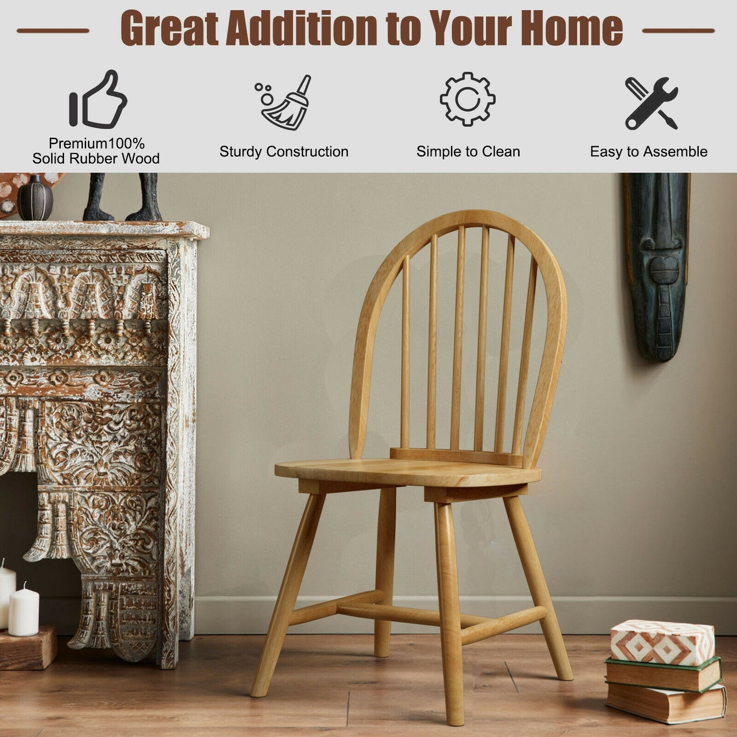 Windsor Spindle Back Dining Chairs - Set of 2