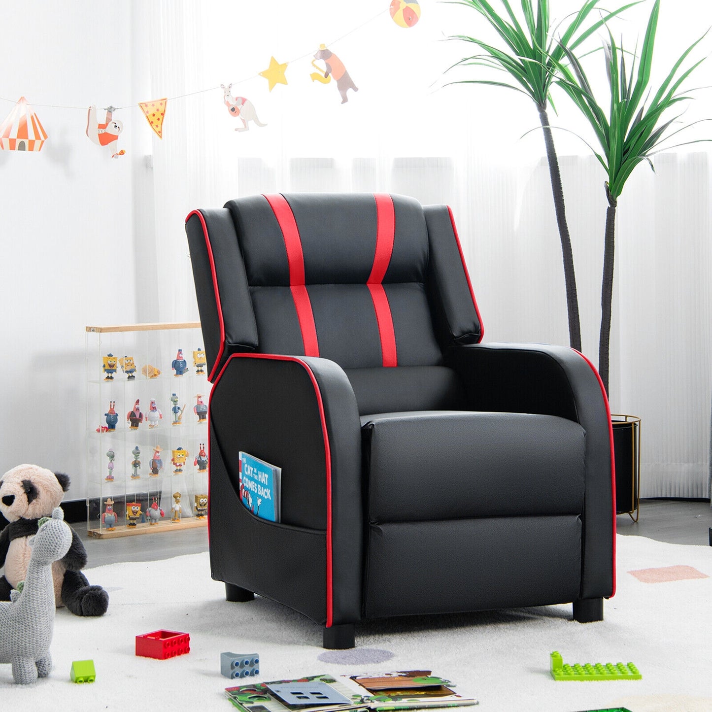 Kids Recliner Chair with Footrest and Side Pockets