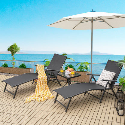 Foldable Chaise Lounge Chair with Adjustable Backrest