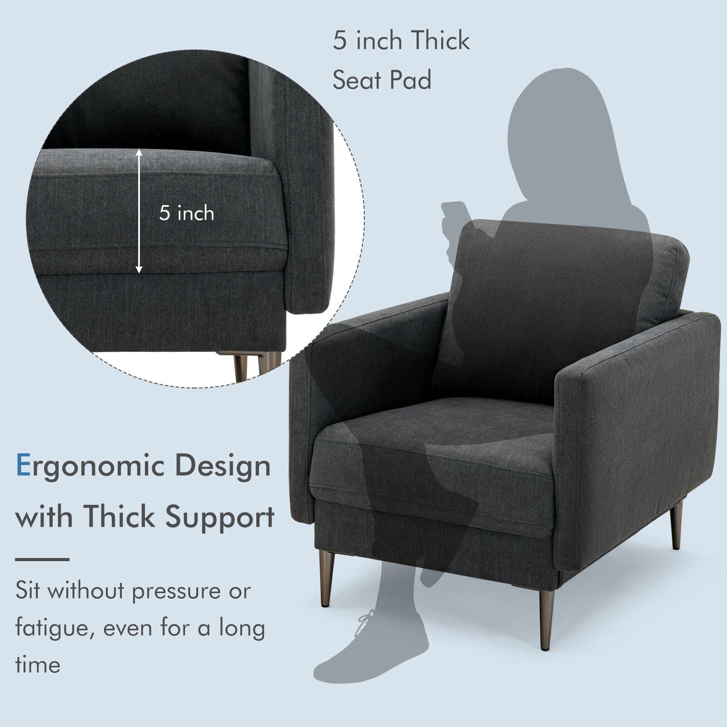 Upholstered Accent Chair with Removable Cushion