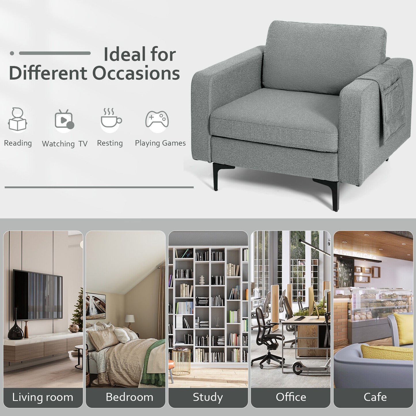 Convertible Accent Chair with Reversible Ottoman - 660 lbs