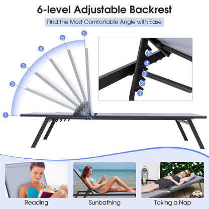 Adjustable Chaise Lounge Chair with 6-Position Backrest