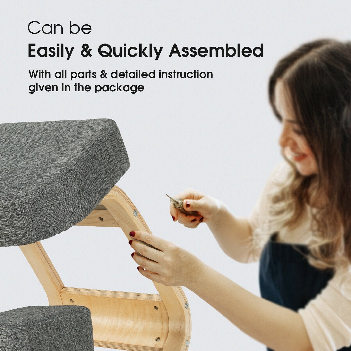 Ergonomic Kneeling Chair with Rocking Base - Gray