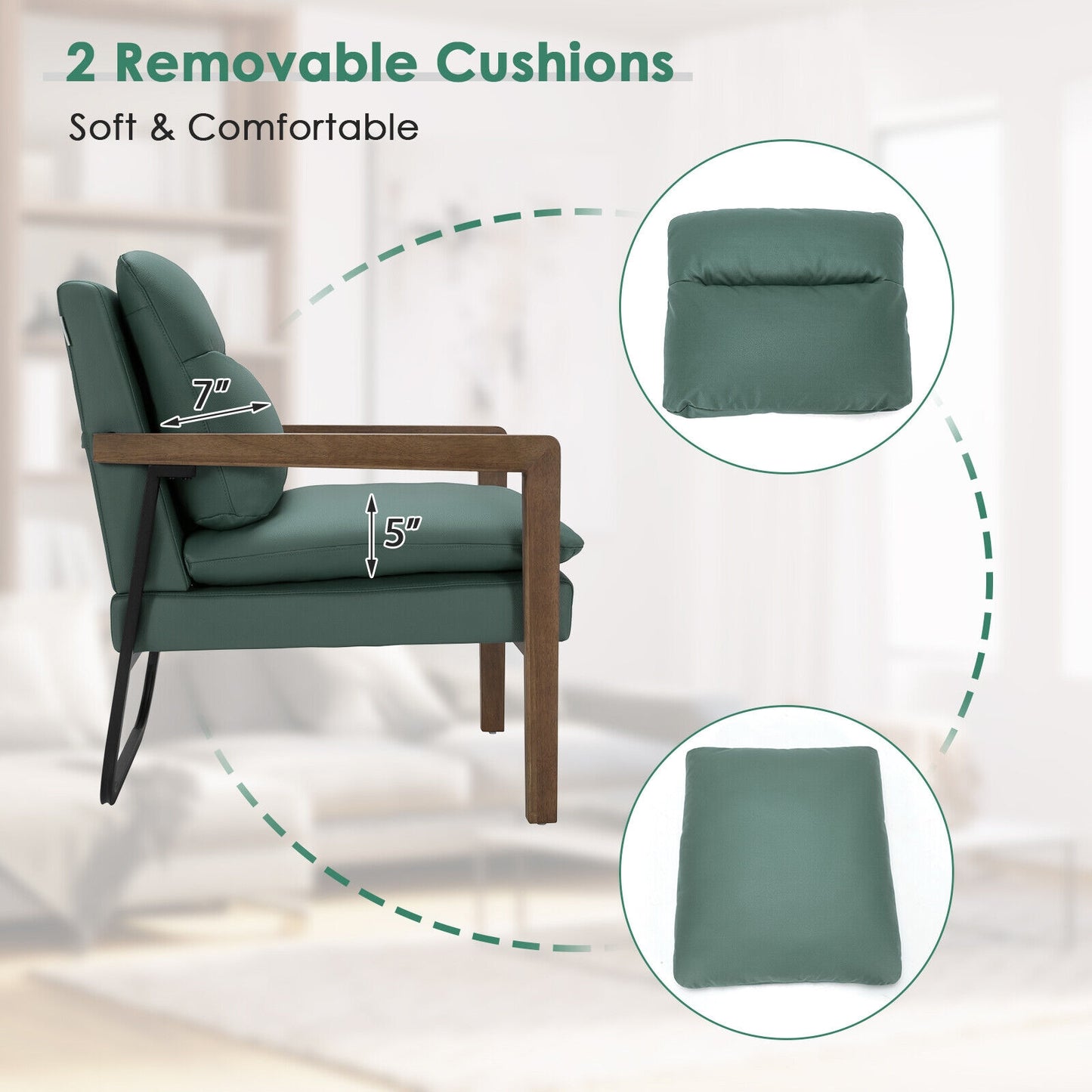 Accent Chair with Extra-Thick Padded Cushion