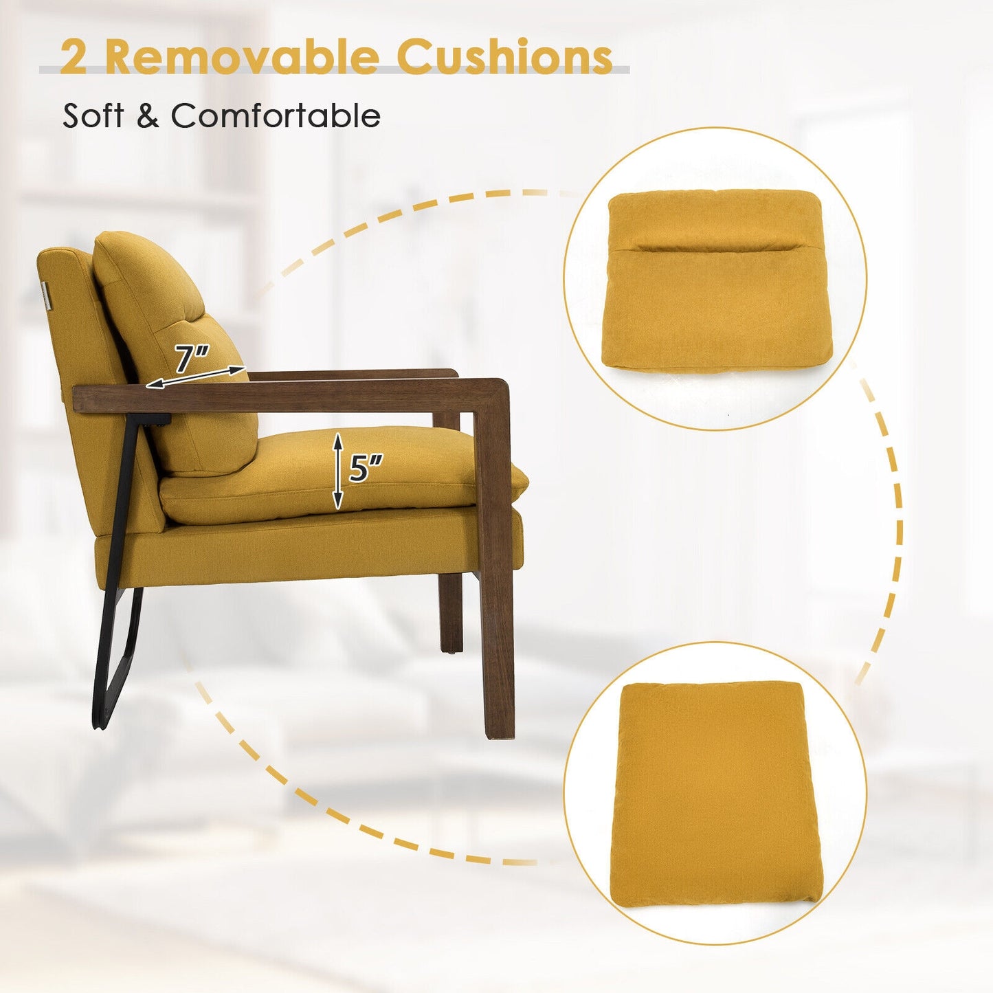 Accent Chair with Extra-Thick Padded Cushion