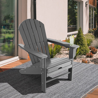 Adirondack Chair with Retractable Ottoman HDPE Outdoor