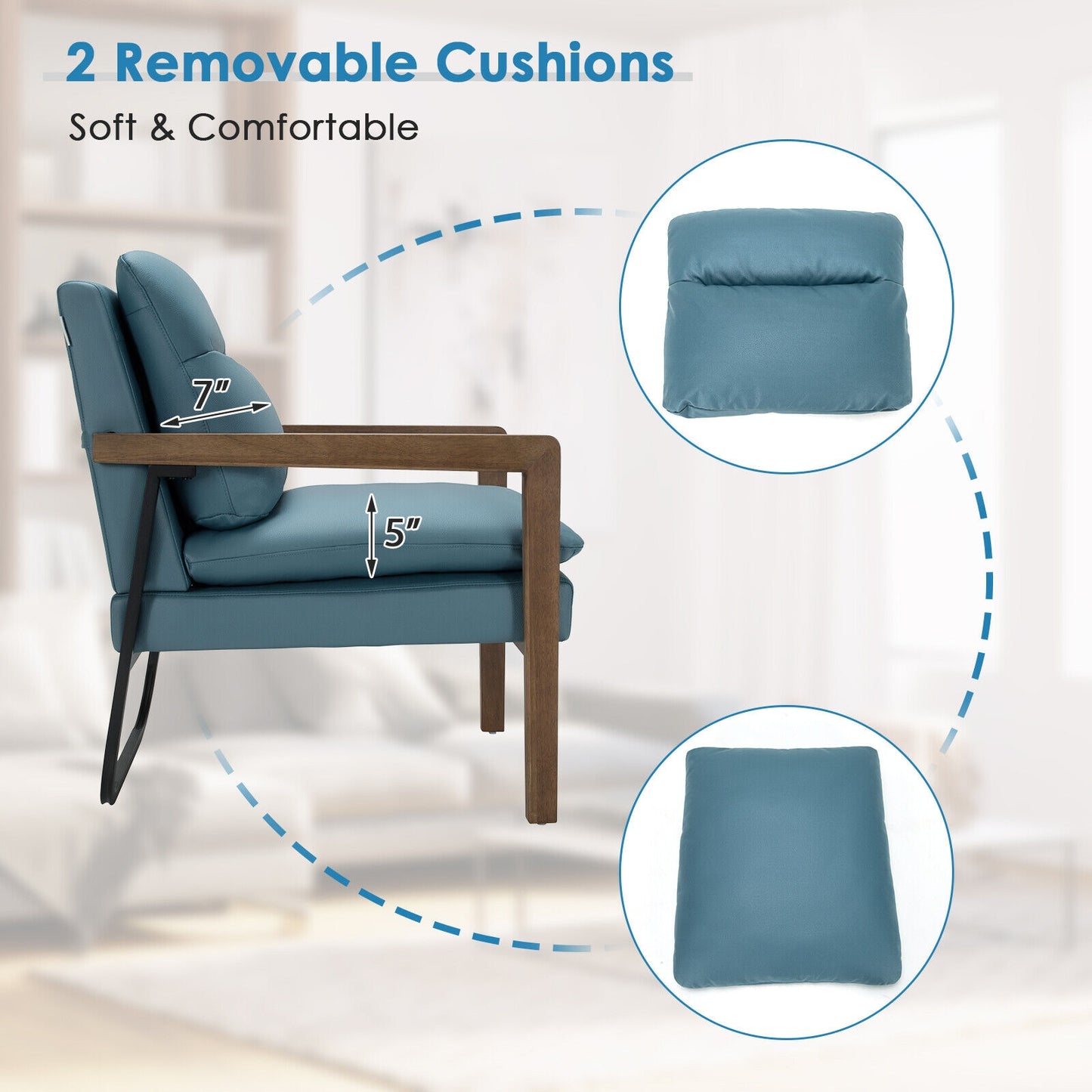 Accent Chair with Extra-Thick Padded Cushion