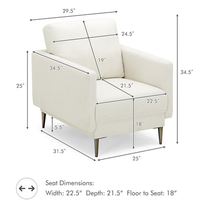 Upholstered Accent Chair with Removable Cushion