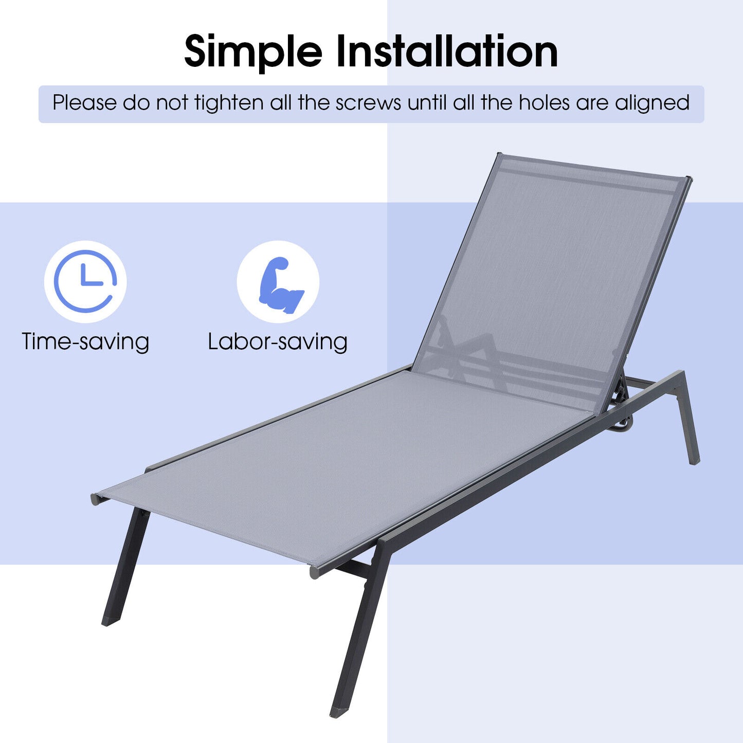 Adjustable Chaise Lounge Chair with 6-Position Backrest