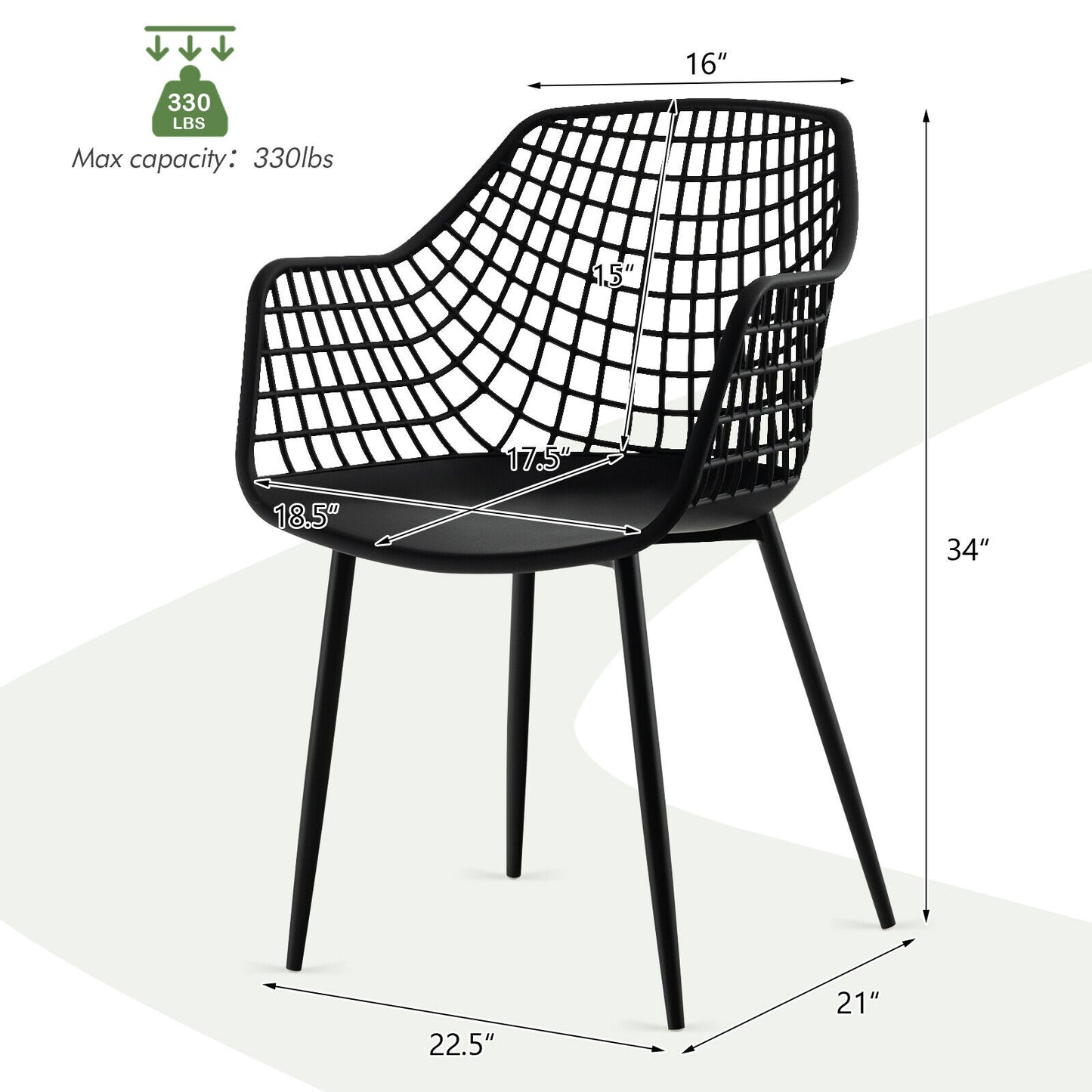 Modern Dining Chairs Set of 4 with Mesh Backrest