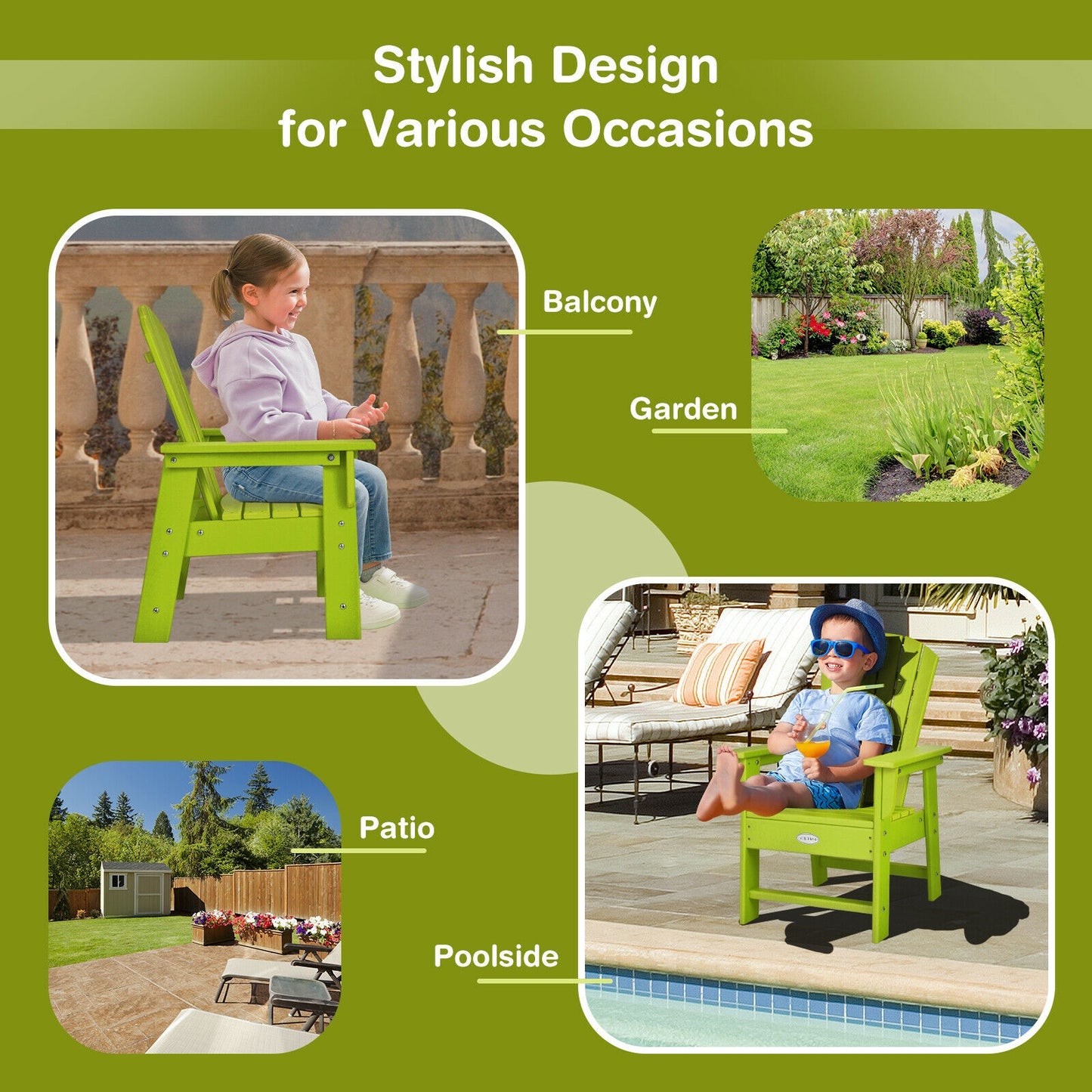 Kids Adirondack Chair with Ergonomic Backrest
