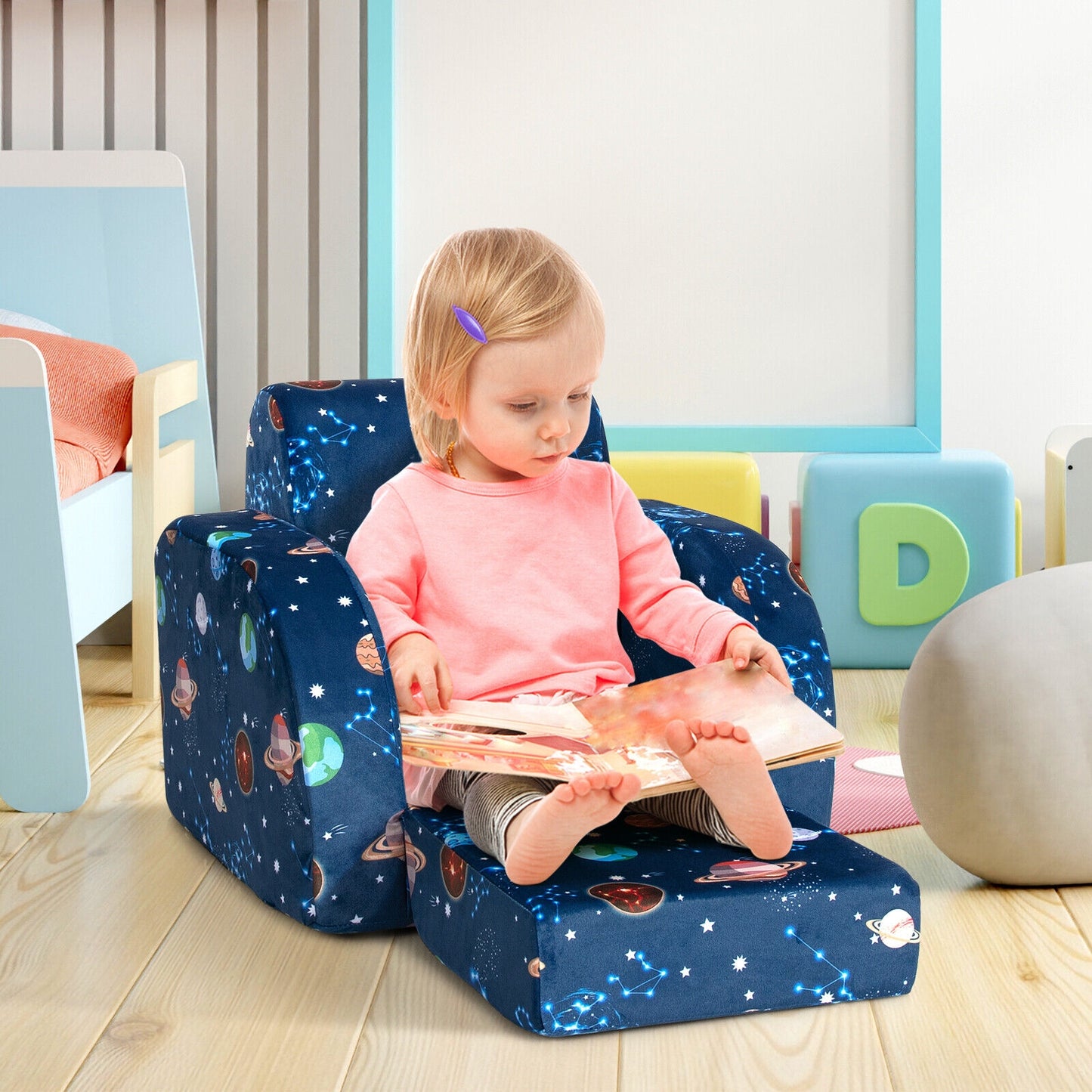 Kids Convertible Sofa Bed 3-in-1 Flip-Out Chair Lounger