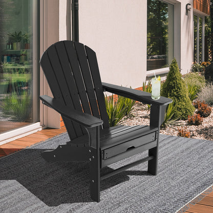 Adirondack Chair with Retractable Ottoman HDPE Outdoor