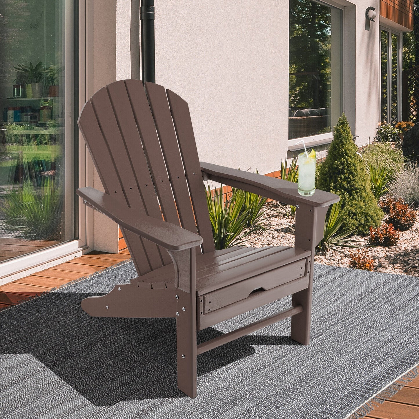 Adirondack Chair with Retractable Ottoman HDPE Outdoor