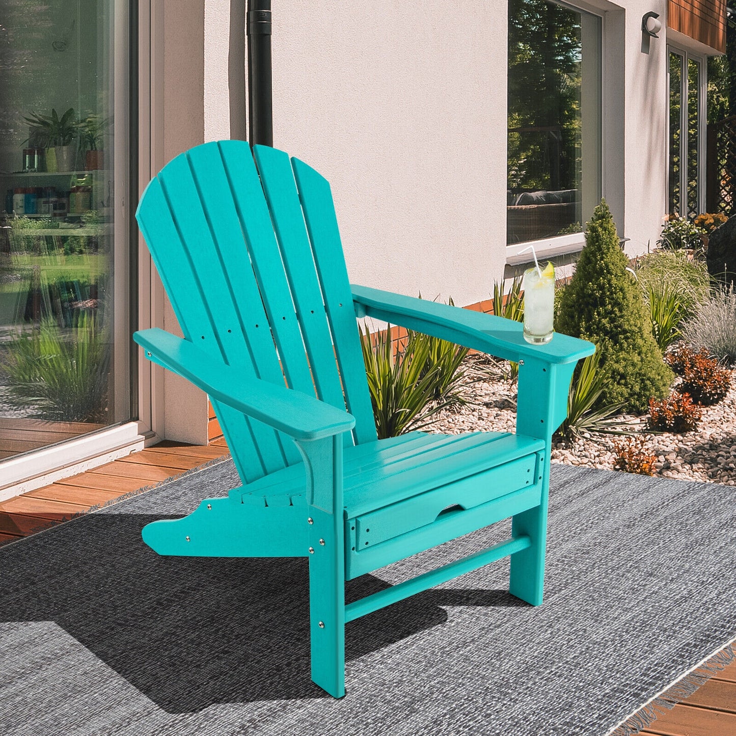 Adirondack Chair with Retractable Ottoman HDPE Outdoor