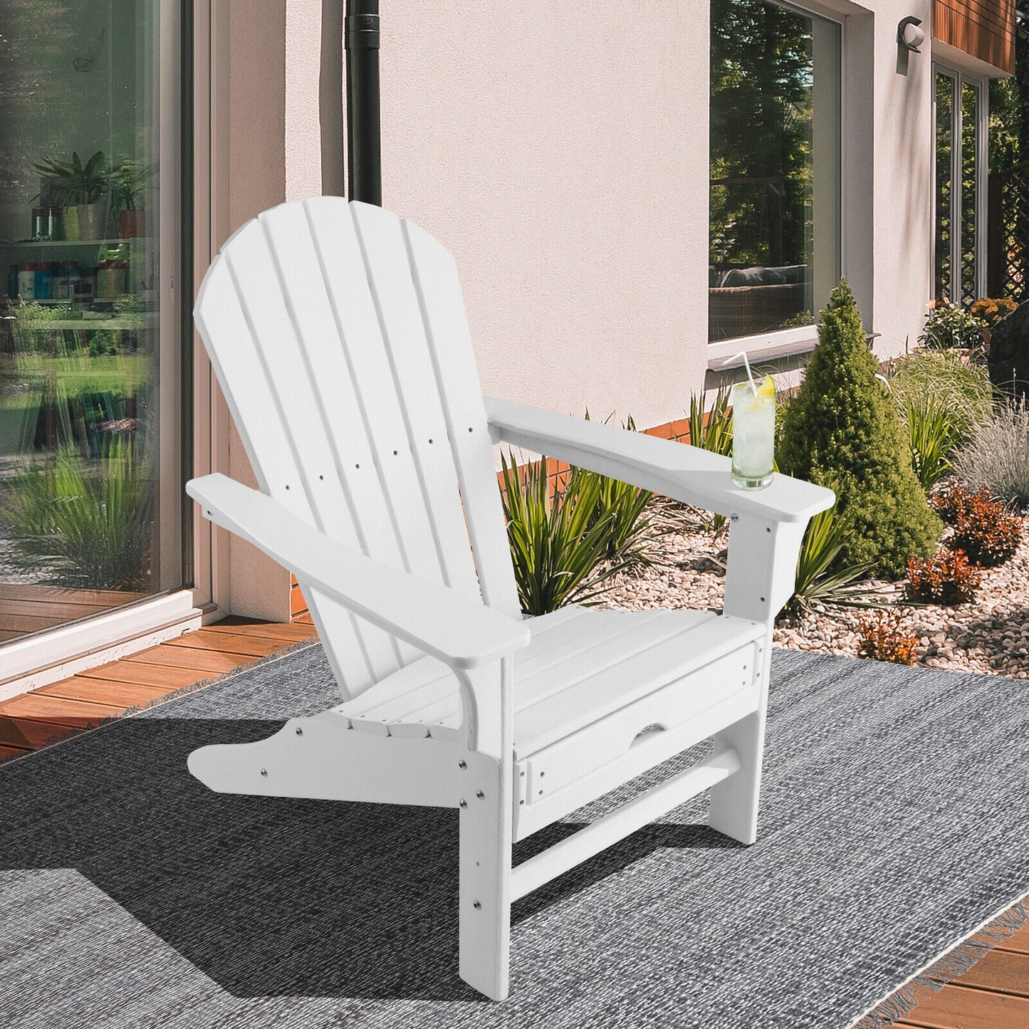 Adirondack Chair with Retractable Ottoman HDPE Outdoor