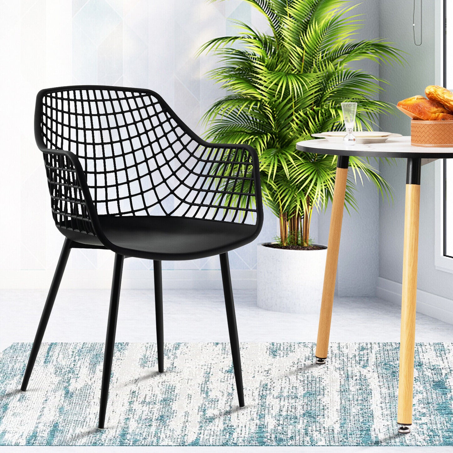 Modern Dining Chairs Set of 4 with Mesh Backrest