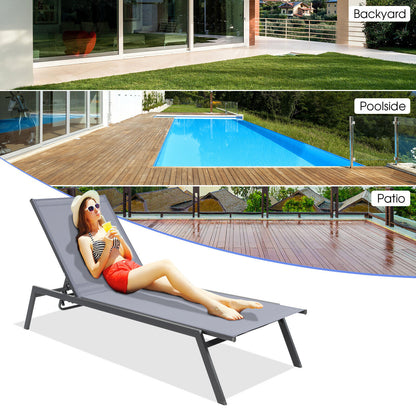 Adjustable Chaise Lounge Chair with 6-Position Backrest