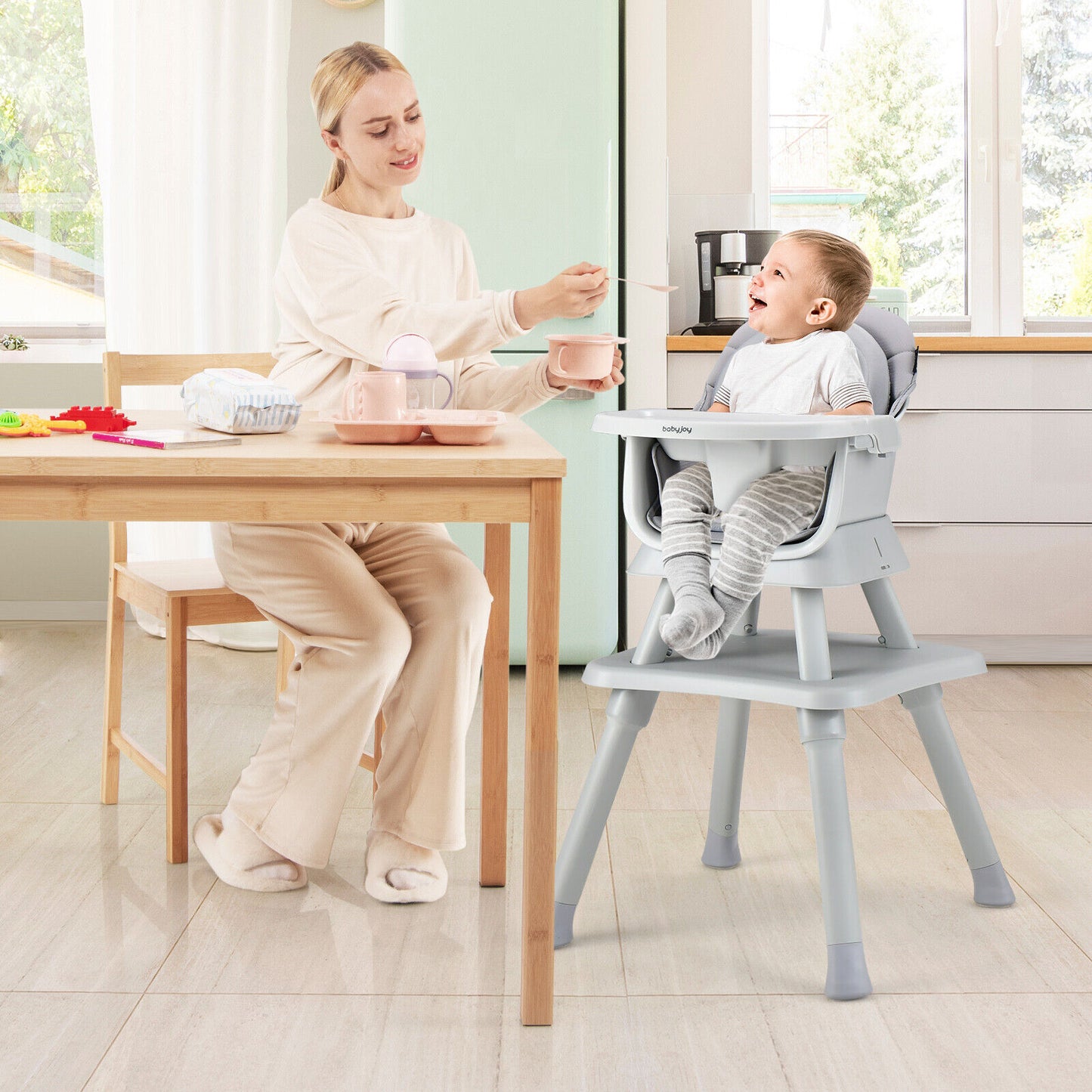 6-in-1 Convertible High Chair with Adjustable Tray
