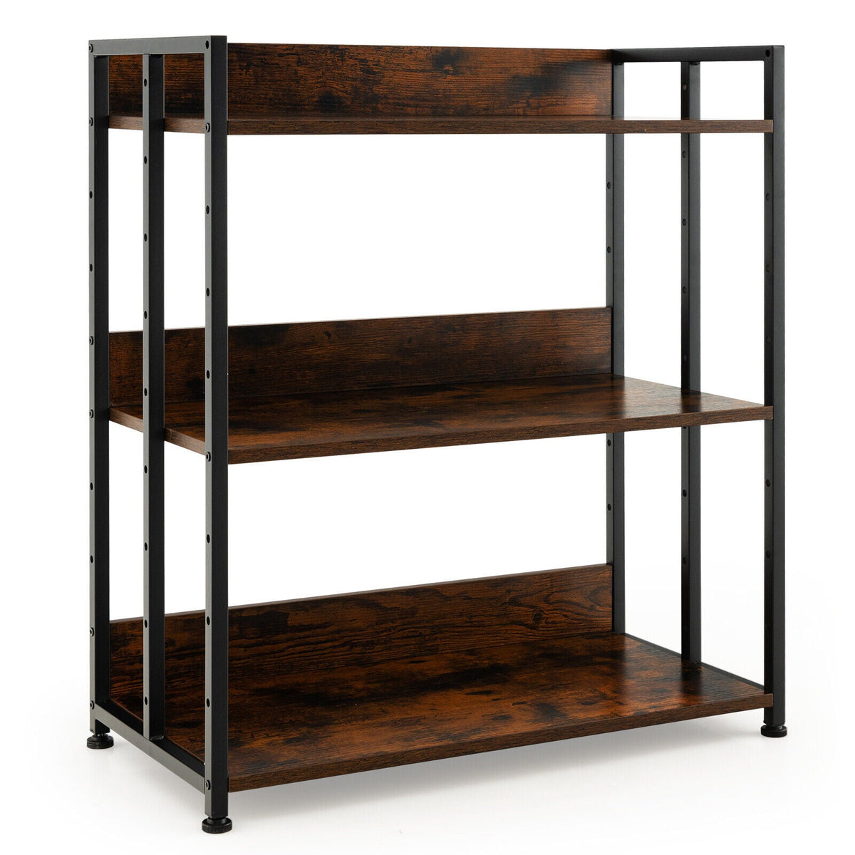 3/5-Tier Industrial Bookshelf Storage Shelf Display Rack with Adjustable Shelves