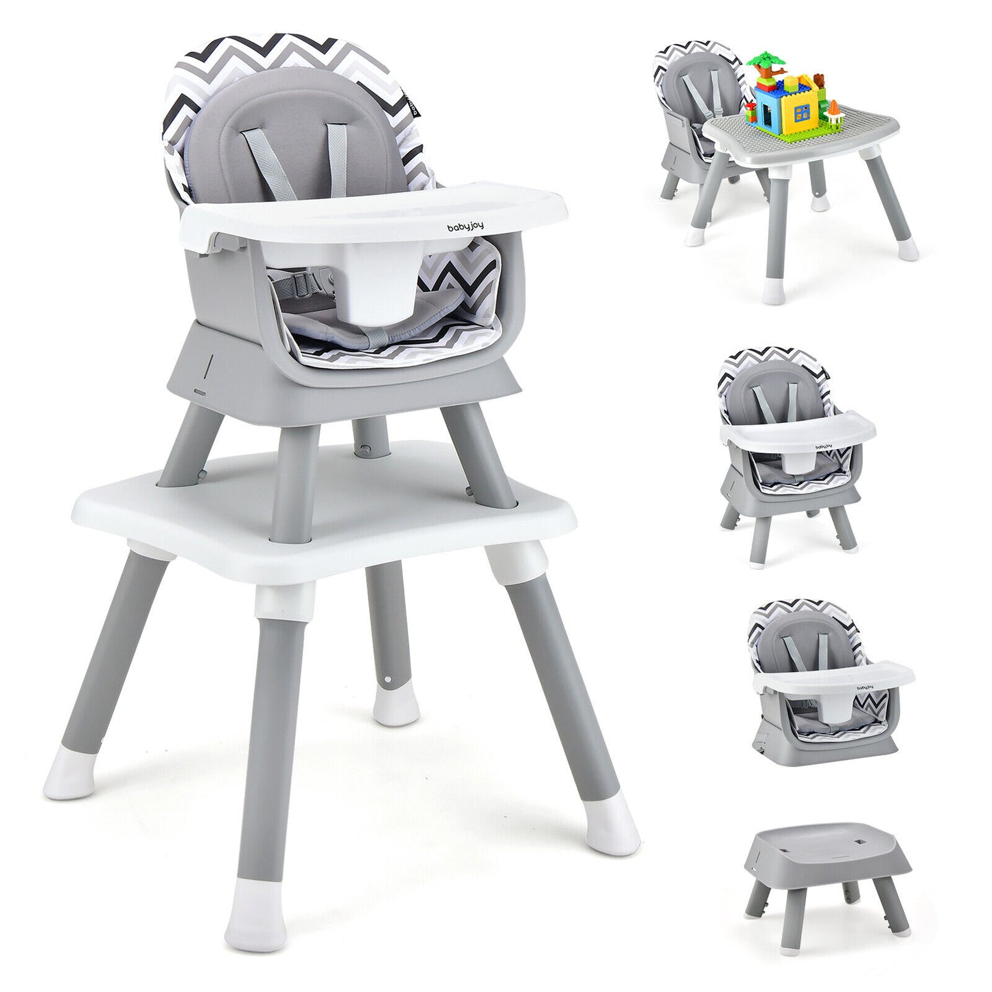 6-in-1 Convertible High Chair with Adjustable Tray