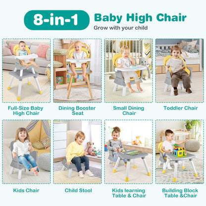 6-in-1 Convertible High Chair with Adjustable Tray