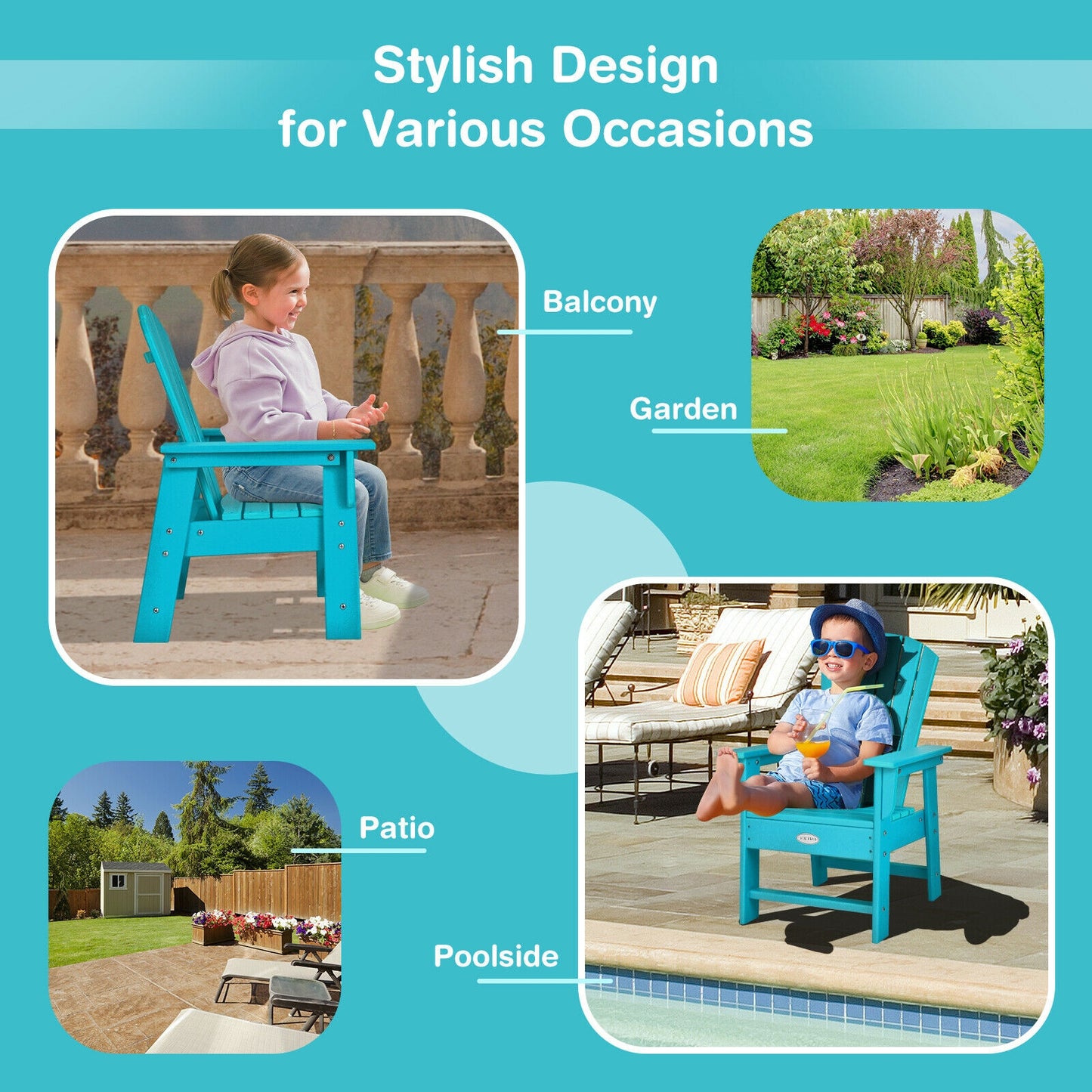 Kids Adirondack Chair with Ergonomic Backrest