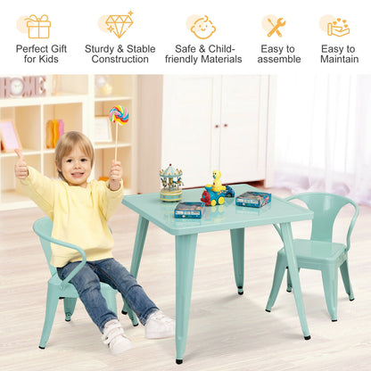 Kids Square Steel Activity Table 27 Inch - Blue