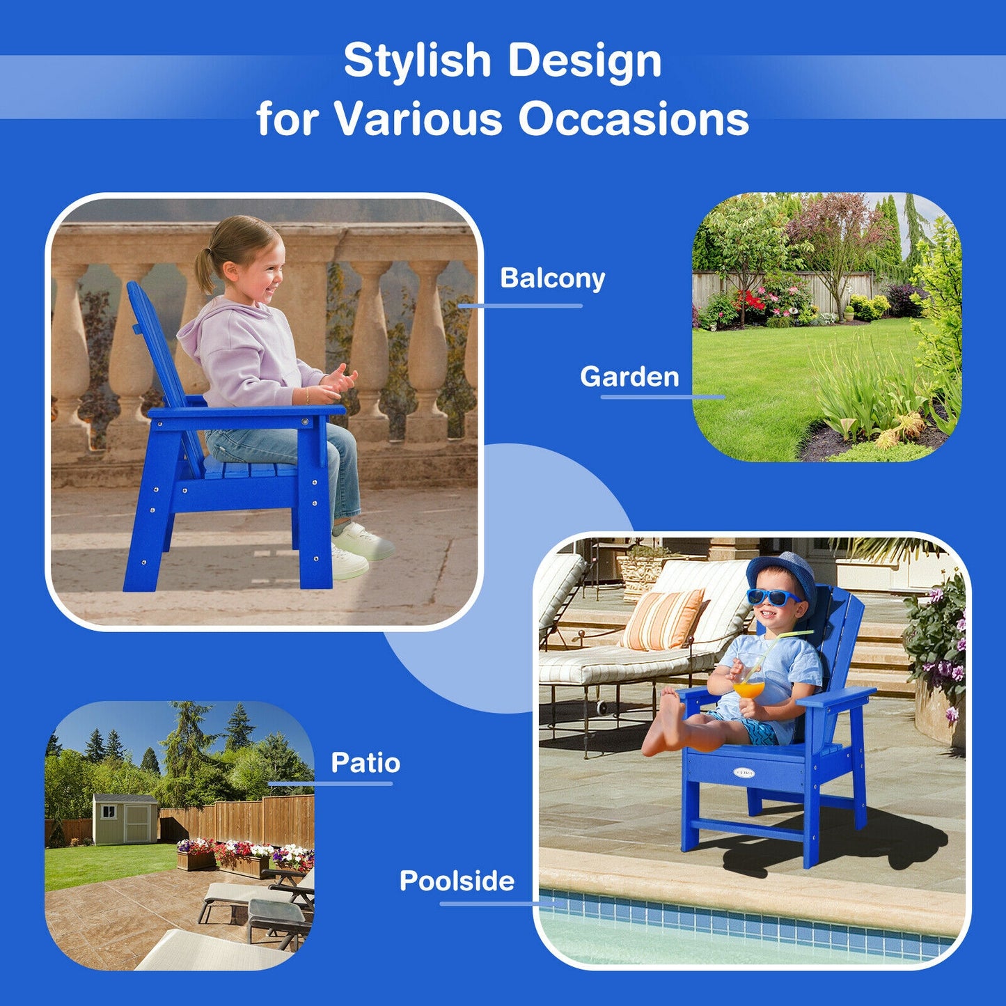Kids Adirondack Chair with Ergonomic Backrest