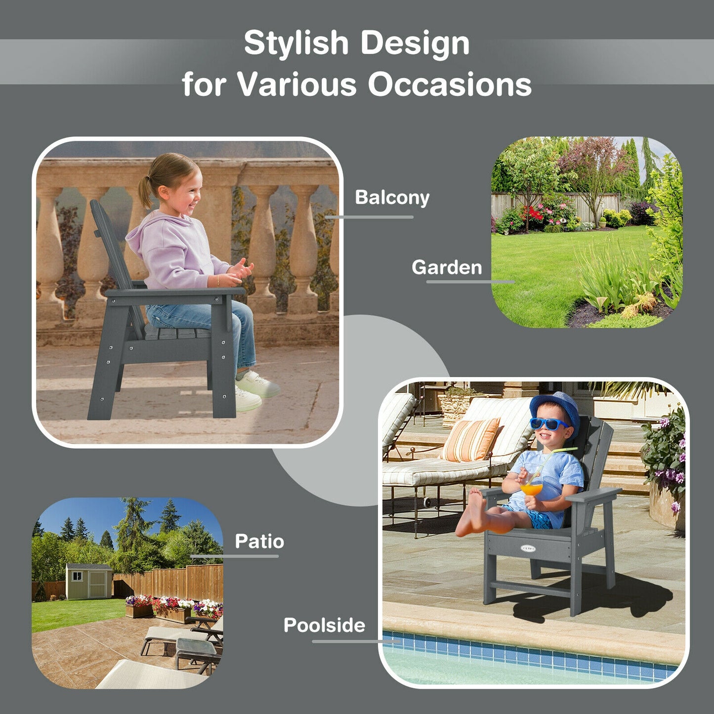 Kids Adirondack Chair with Ergonomic Backrest