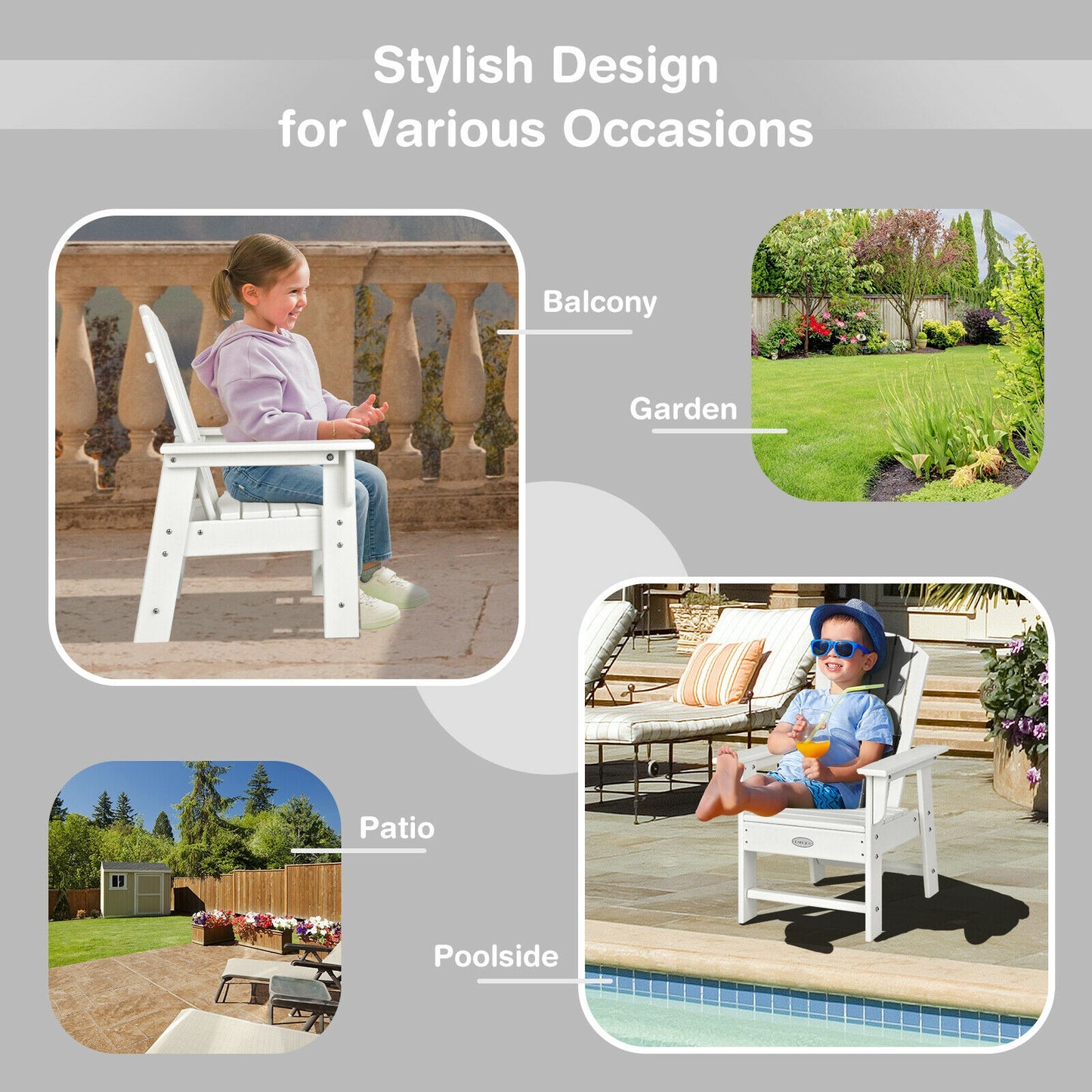 Kids Adirondack Chair with Ergonomic Backrest