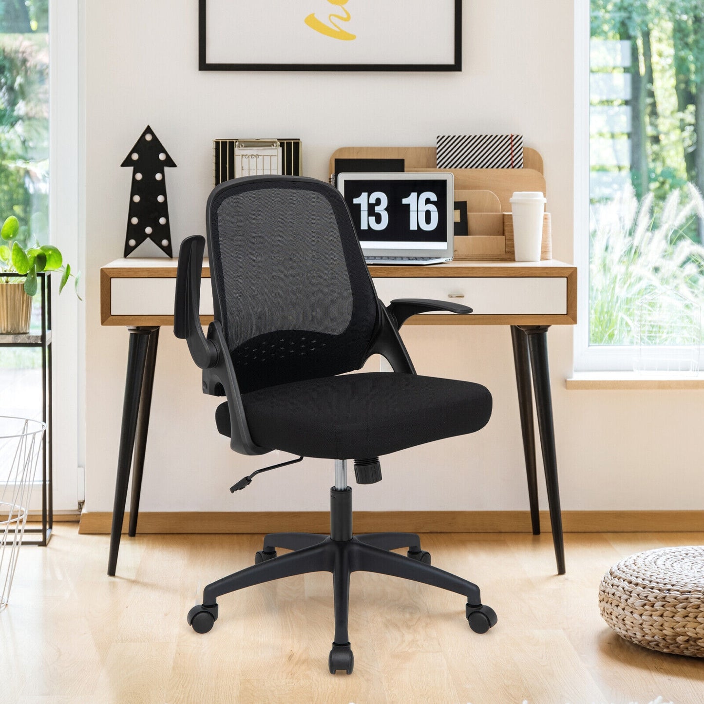 Mesh Office Chair with Flip-Up Armrests and Lumbar Support