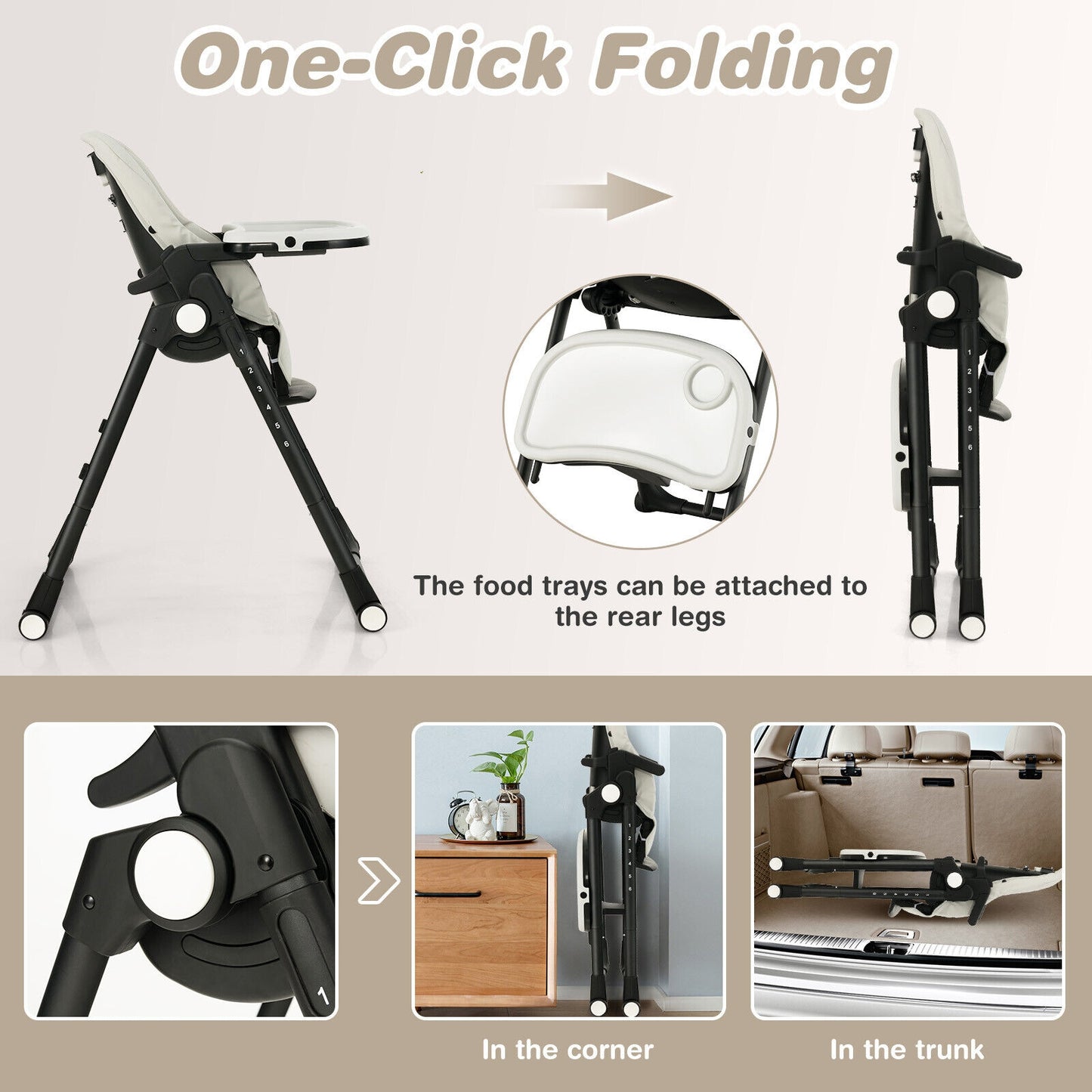 4-in-1 Adjustable Baby High Chair with Removable Tray