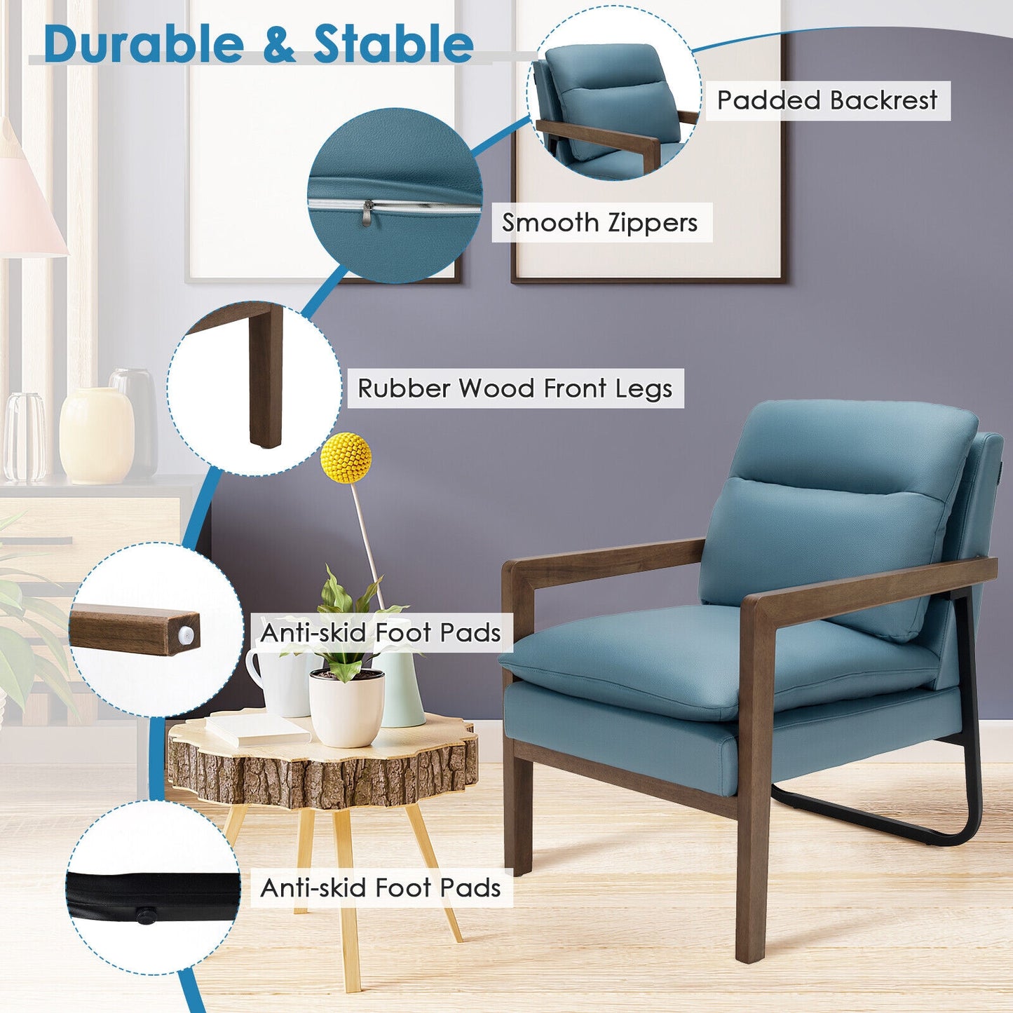 Accent Chair with Extra-Thick Padded Cushion