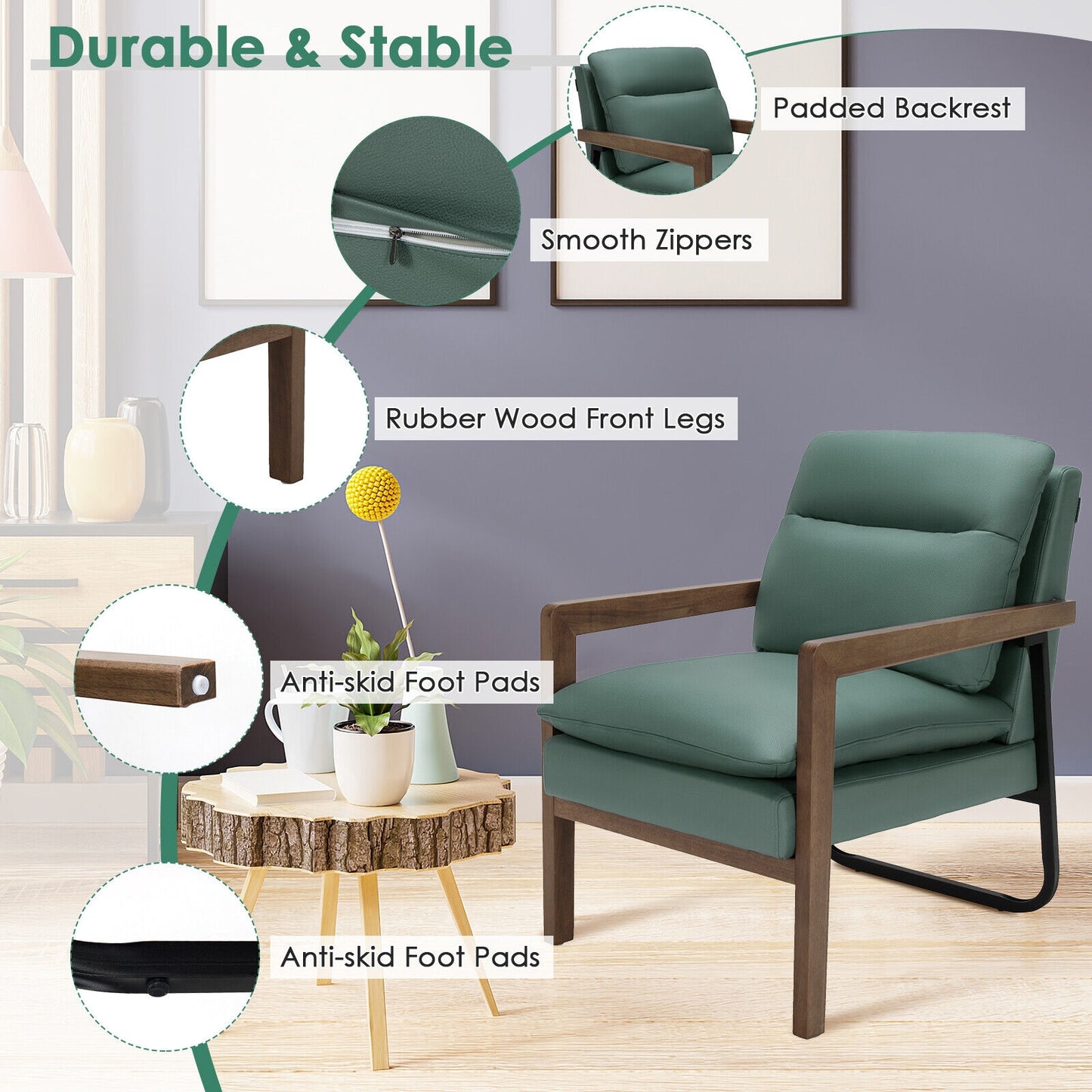 Accent Chair with Extra-Thick Padded Cushion