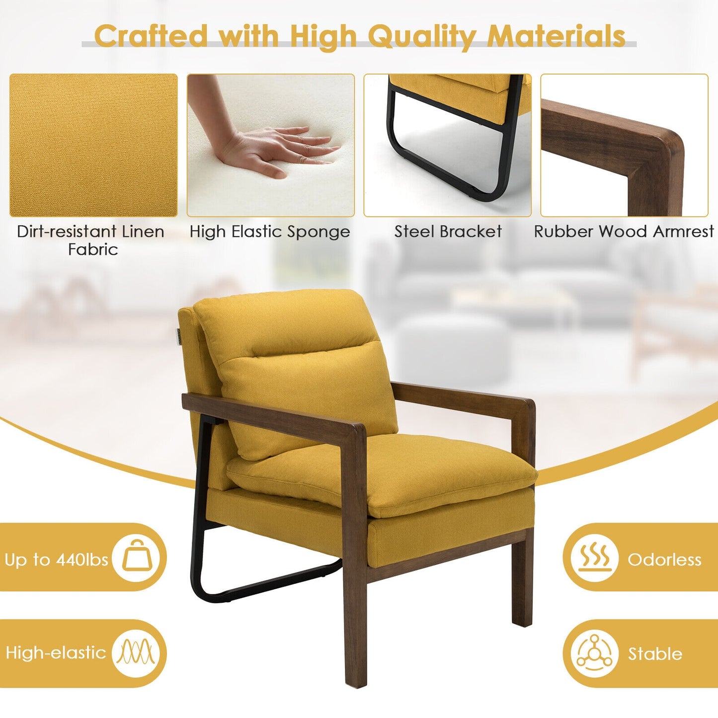 Accent Chair with Extra-Thick Padded Cushion